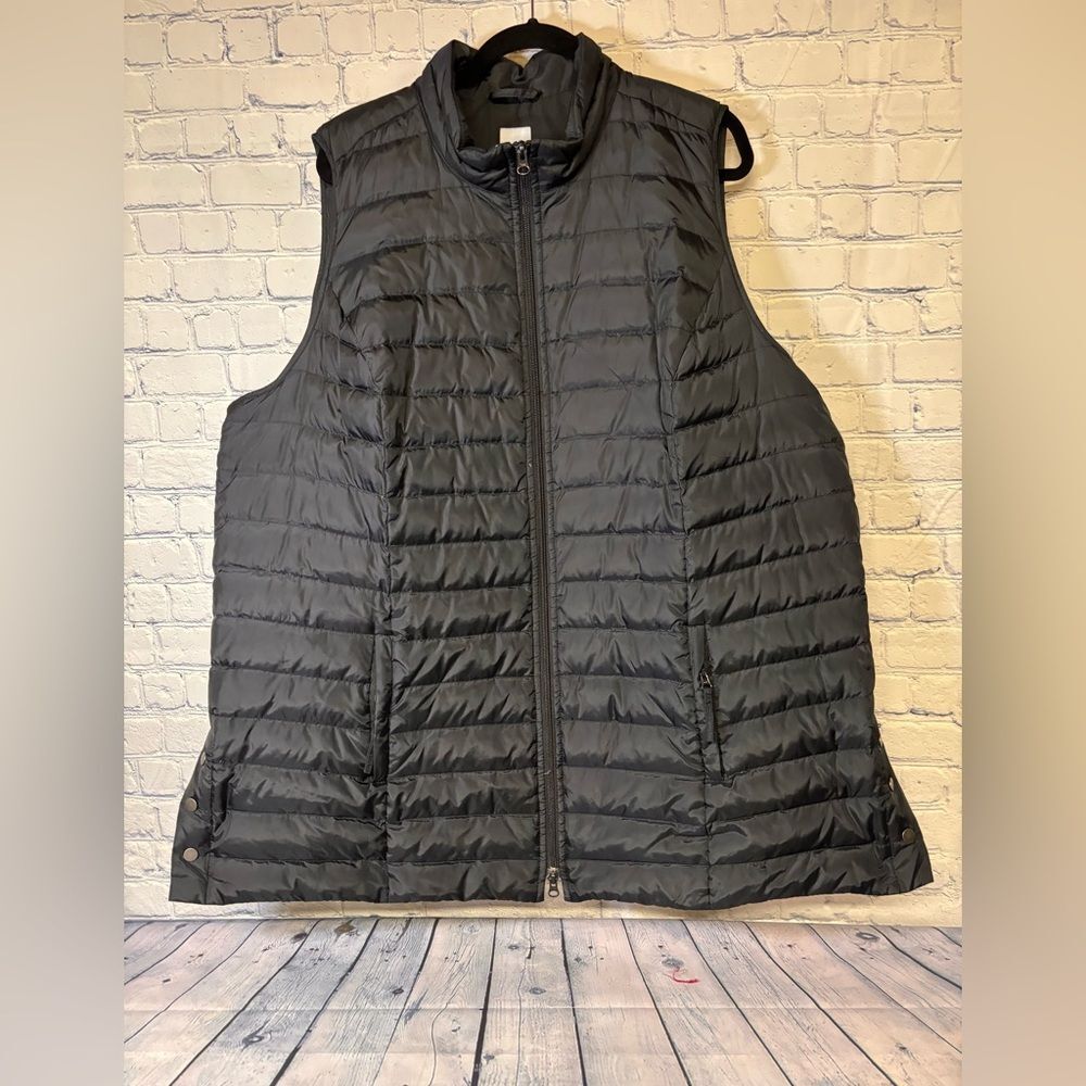 J Jill Vest Black Down Puffer Casual Gorpcore Outdoor Layer Side Snap Vest 3X